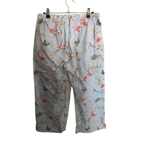 Ella Simone PJ Set Women's Size Medium Blue Red Floral Short Sleeve Top & Pants - Picture 10 of 11